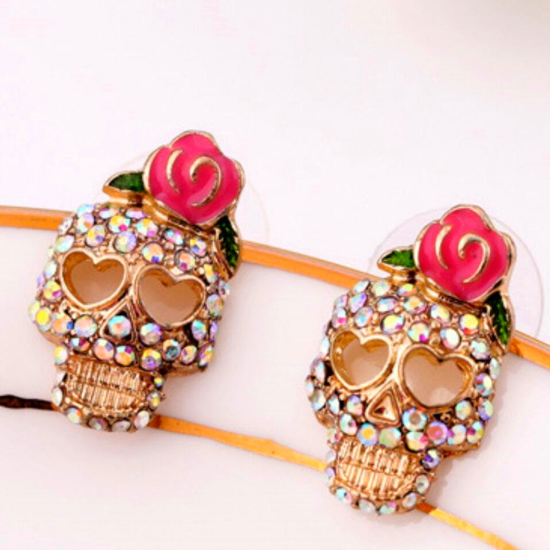Earring3353 Korean jewelry wholesale factory outlet roses skull earrings earrings earrings female-image-174879503