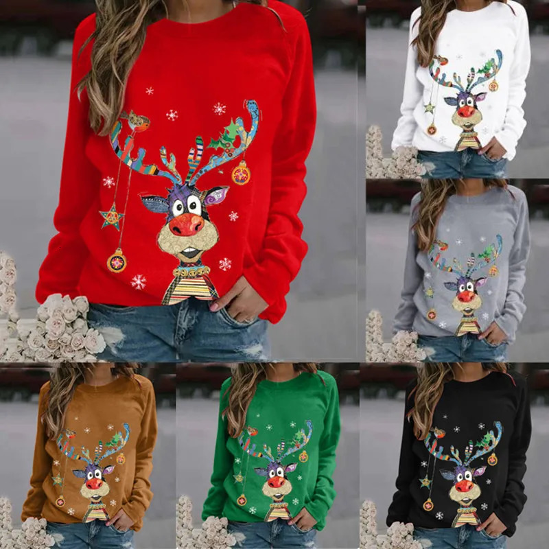 3D Print de Noël amusant Pull de Noël laid Skyens et femmes Vêtements d'hiver d'automne Top épaule Gift de Noël 241028