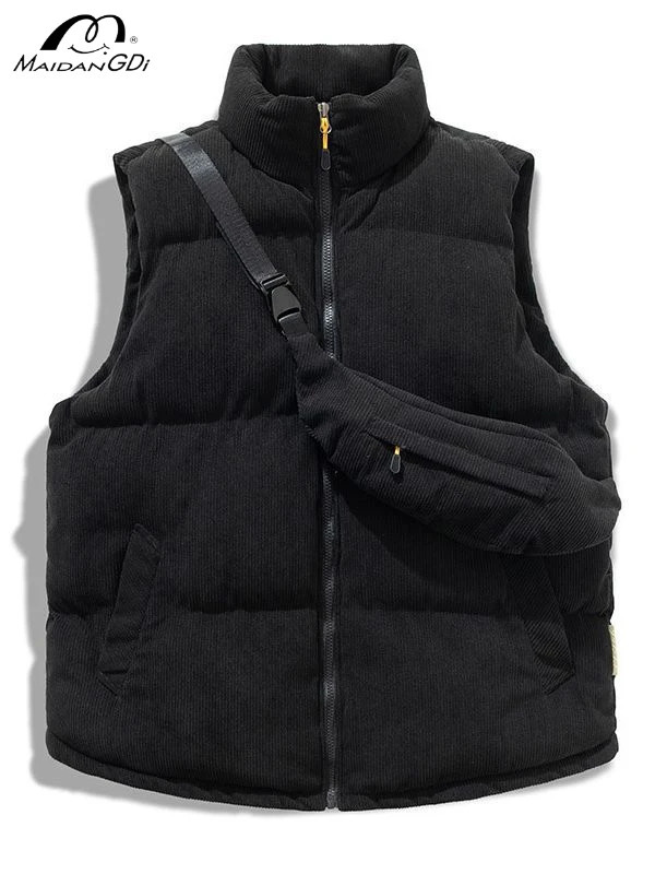 Solid Color Jacket Winter Warm Waistcoat Outwear Windbreaker Clothing Cotton Vest Men Puffer Sleeveless Coats Mens 241028