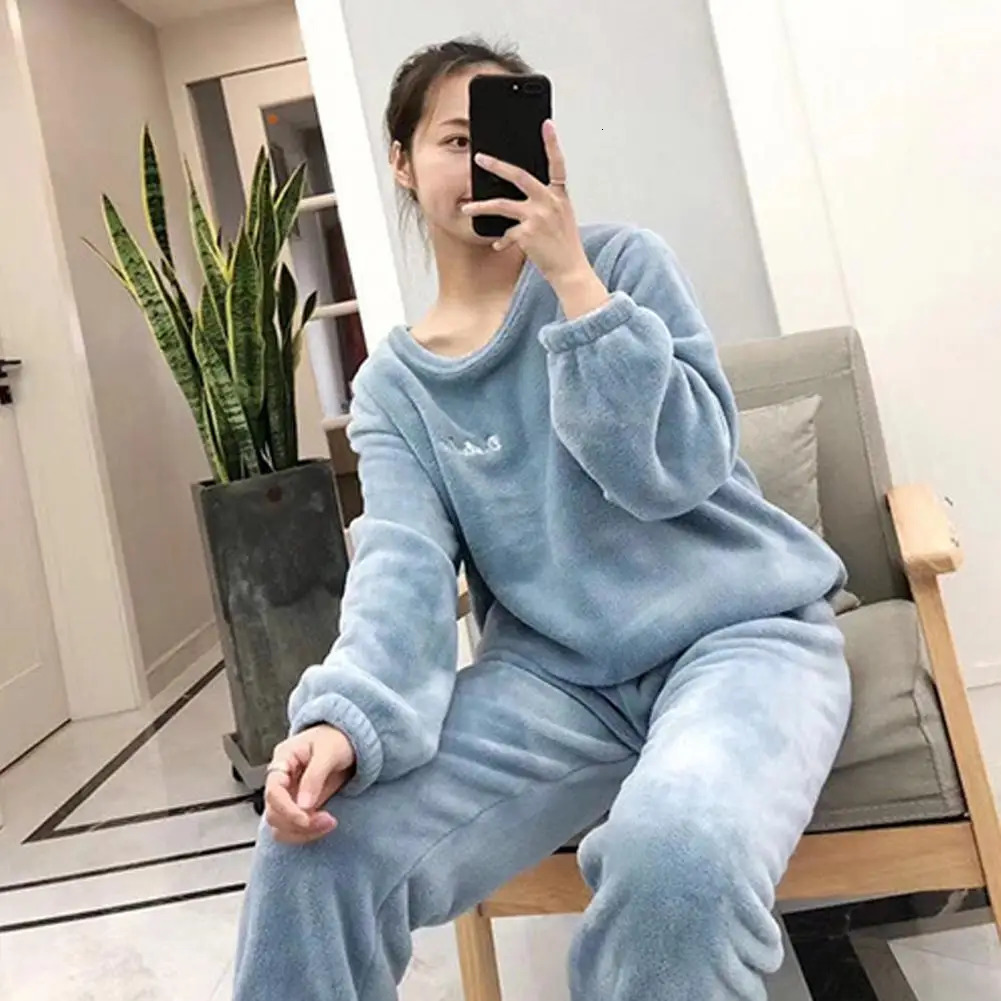 loungewear Women Pajamas Coral Velvet Pants Mens And Womens Winter Set Warm Plush Loose Home Pajamas Sportswear Indoor Underwear Sleepwear