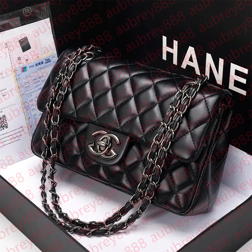 10A Top Tier Womens Mini Square Bag Real Leather Medium Caviar Lambskin Quilted Purse Small Double Flap Black Shouler Box Bag Luxury Designer Maxi C