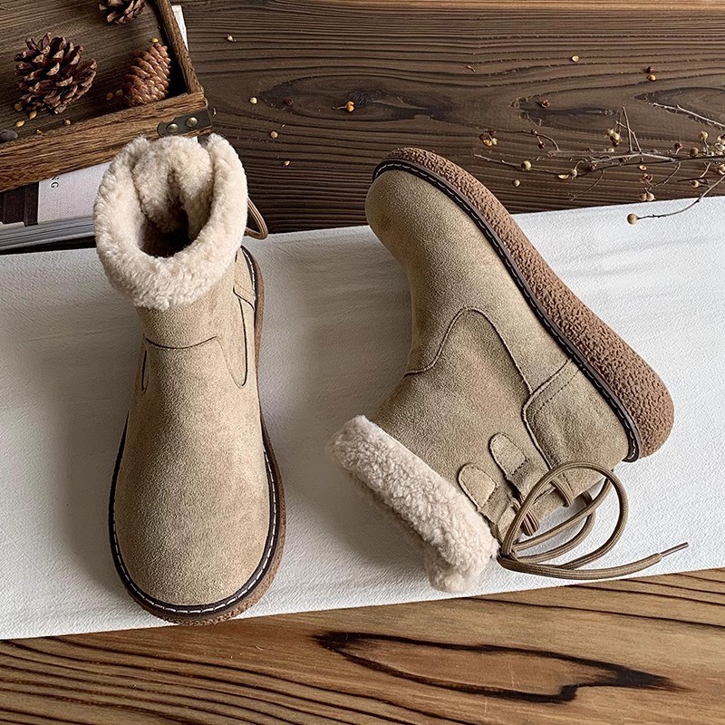 2025 Soled Snow Boots Women's Winter Thick Warm Fur One Comfortable Outside Wear Casual Fur 3c34