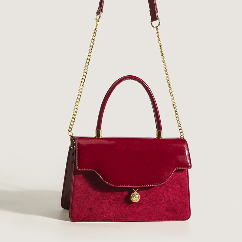 trend new model French women s niche red handbag designer light luxury high end texture single wrap shoulder trend slanted bridal wedding bag