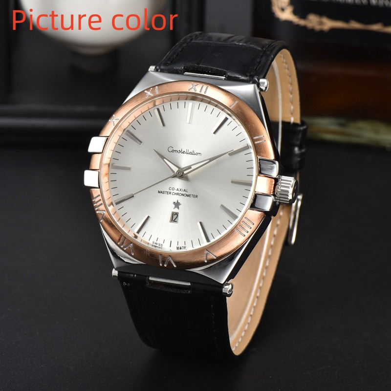 OME 2024 NOUVEAU TROIS STITCHES Luxury Mens Watches Quartz Watch High Quality Top Luxury Hot Clock Le cuir STRAP ACCESSOIRES STYLE MYSTERY Conste