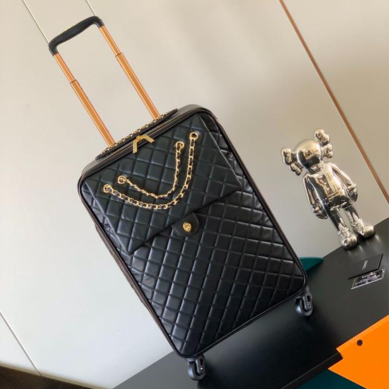 Designer Suitcase Women Men Fashion Texture Travel Bag Large Capacity Luggage Zipper Chain Trolley Case Leather Old Flower Boarding Case-image-1028999511