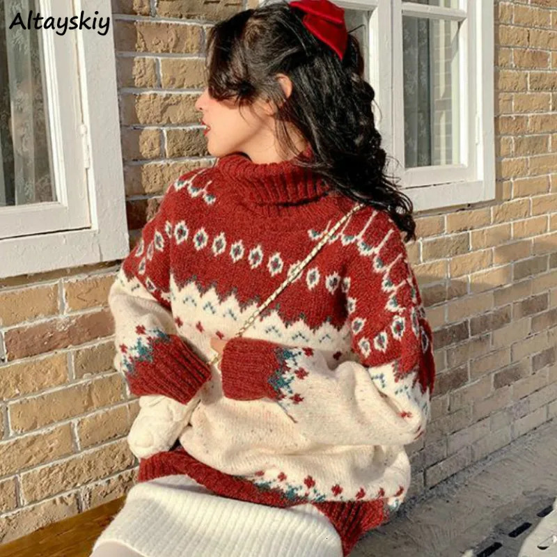 Pull de Noël pour les femmes mignonnes rétro chic Ulzzang Trend acrylique N College Youth Trickitwear entièrement assorti des vêtements de femmes