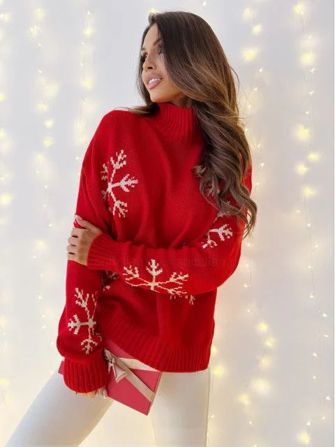 Pull de Noël de Noël en tricoté d'hiver Red O-Leck à manches longues Pull de vacances Fashion Fashion Fashion Warm Years Clothing 241028