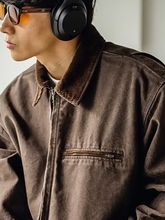 Veste d'épissage printemps et automne pour hommes coton pur coton décontracté marque de grande rue en street en velours côtelé américain veste la