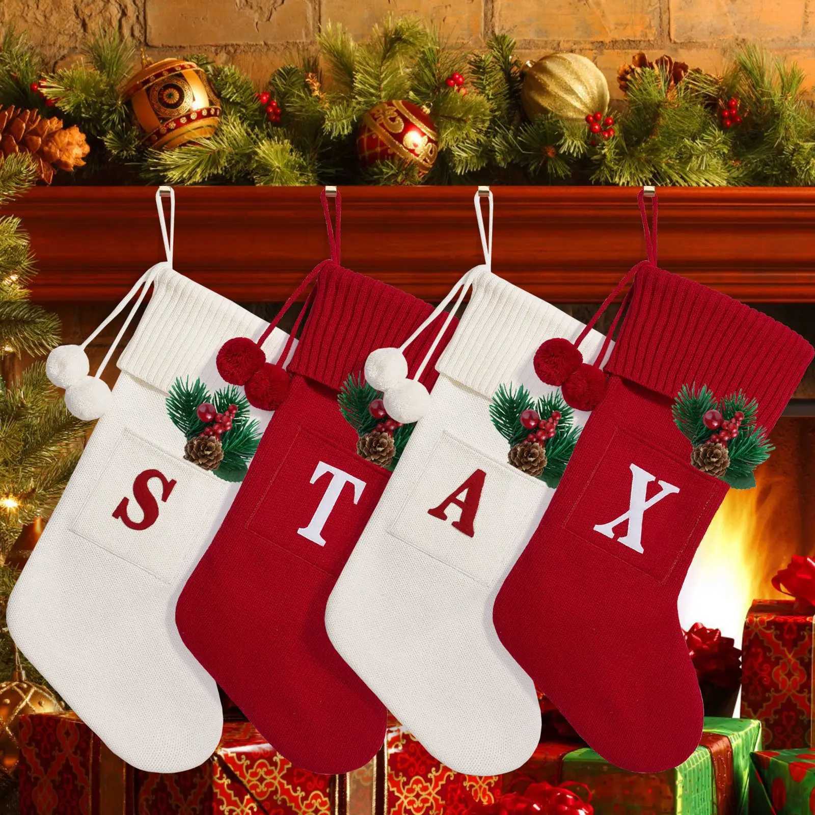 Christmas Alphabet Knitting Socks Christmas Tree Ornaments Christmas Decorations For He 2024 Noel New Year 2025 Xmas Gift H251107-image-1083629502