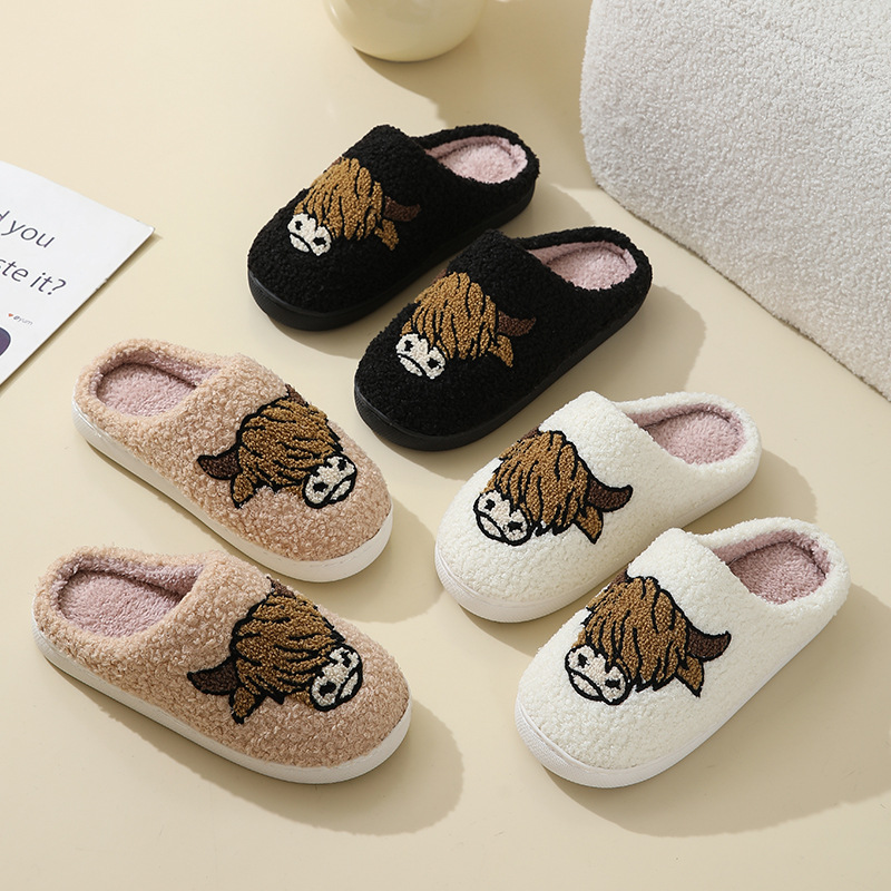 New Comfortable Home Cute Cartoon Bull Horse Winter For Men And Women Couples Thick Sole Warm Cotton aae9