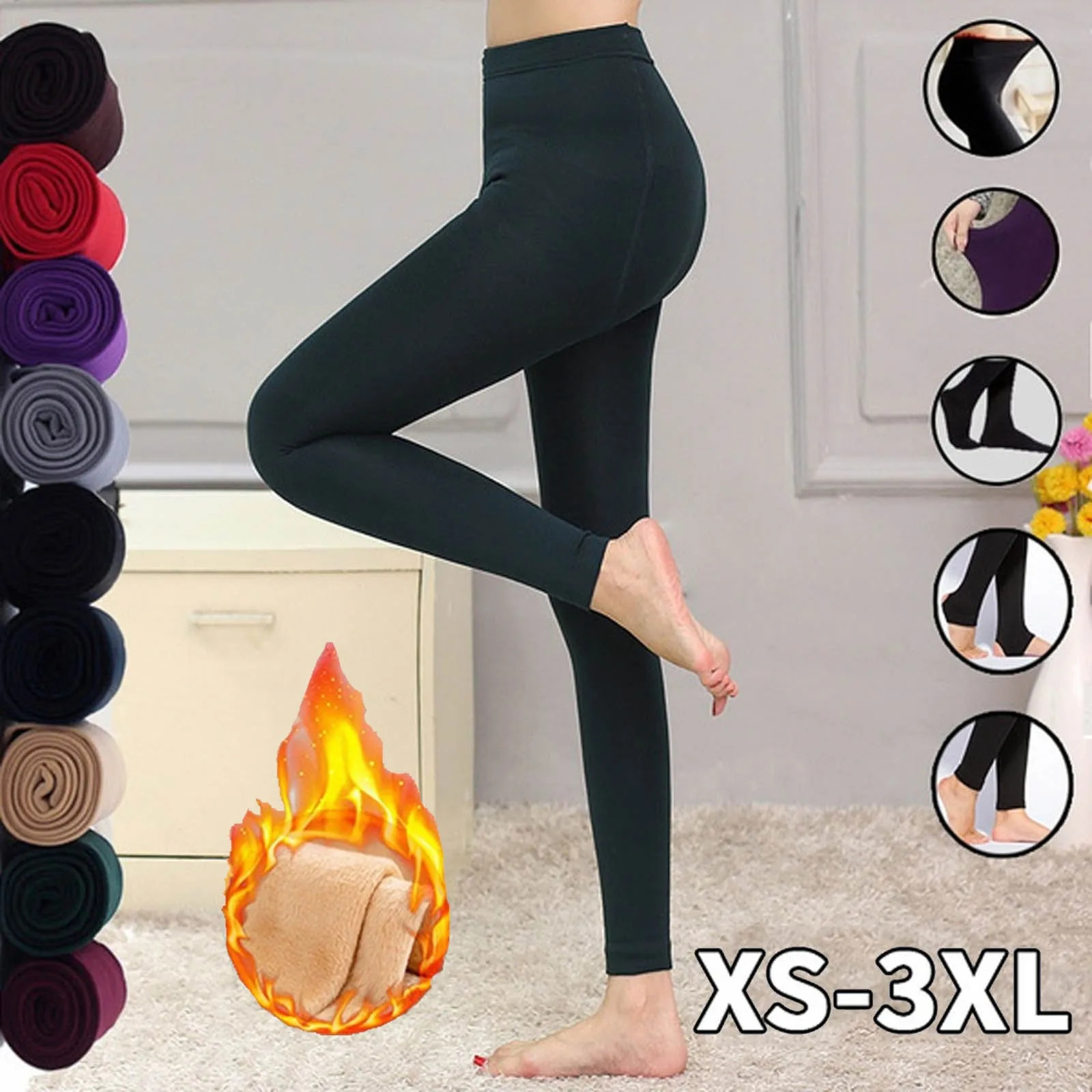 Womens hiver chaude serré brume de brume solide couleur pantalon de doublure en laine sans couture pantalon décontracté pour femmes 241028