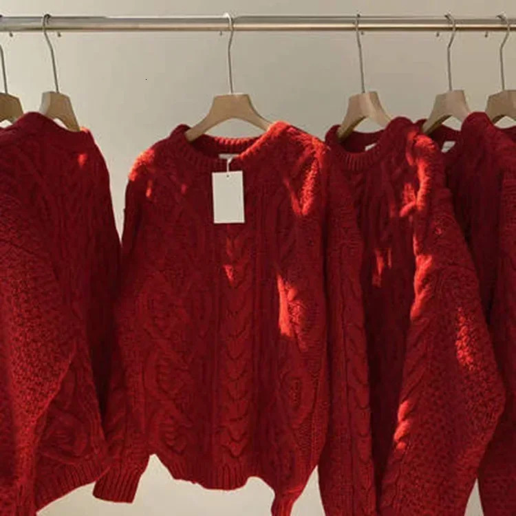 Pull de Noël en tricot pour femmes en vrac en collier o-collier pour femmes parachute élégant hiver printemps mode femme ventre 241028