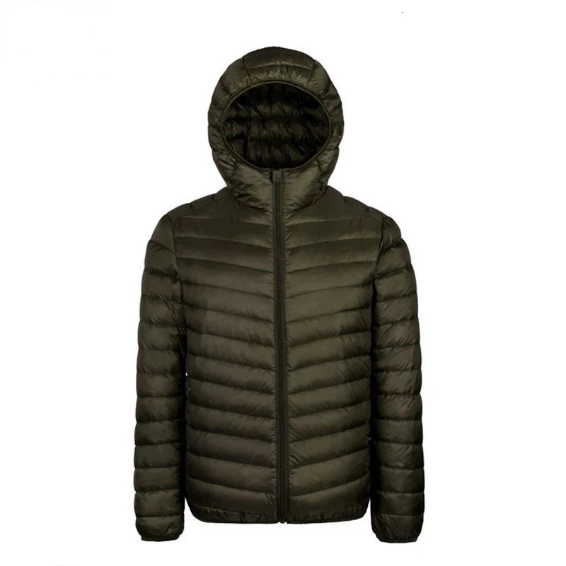 Down Jacket Mens 90 White Duck Super Light Lightweight Thermal Coat Hooded Feather 241024