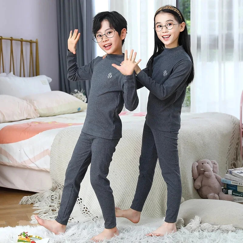 Boy Girl Thermal Sleepwear sets Kids Automn Winter Underwear Suit Enfants Pajamapants 2PC