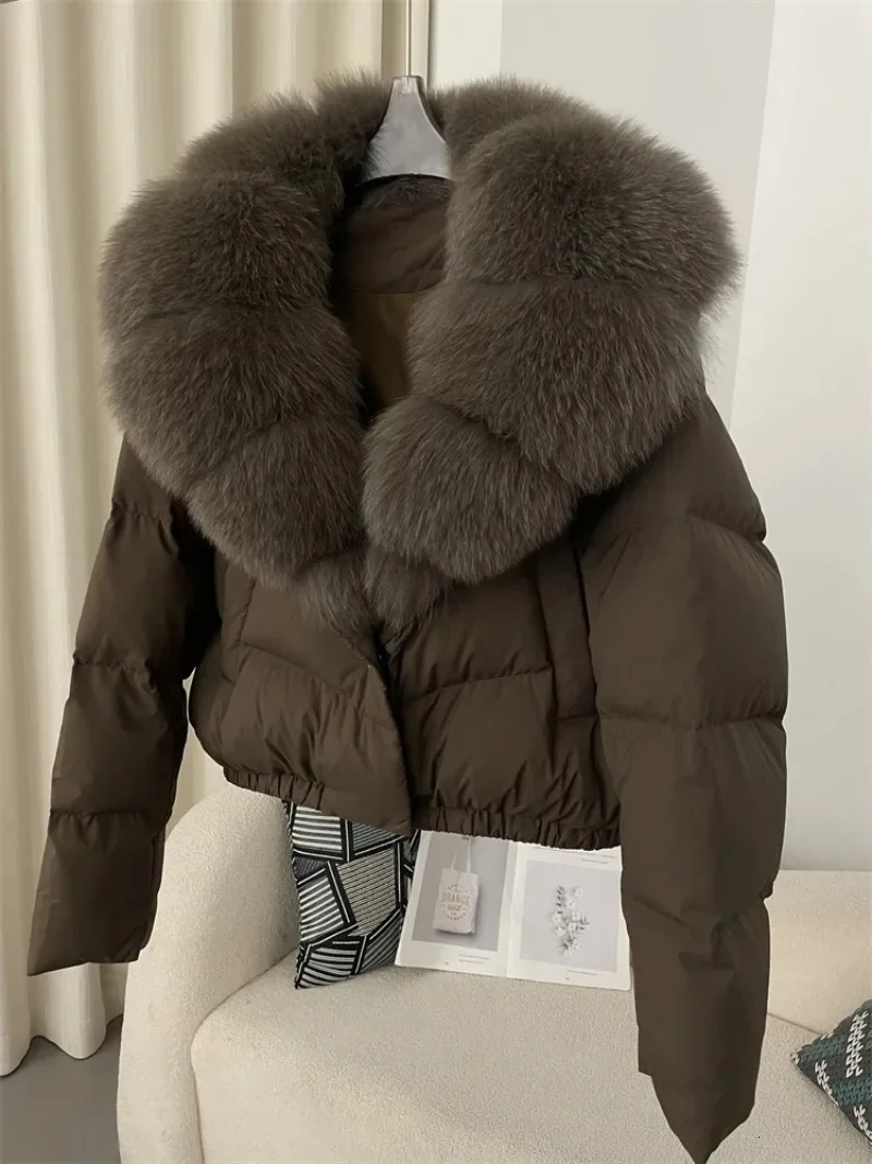 OFTBUY 2024 Big Natural Real Fur Coat Women Autumn Winter Female 90 White Duck Down Jacket Feather Short Thick Warm 241030