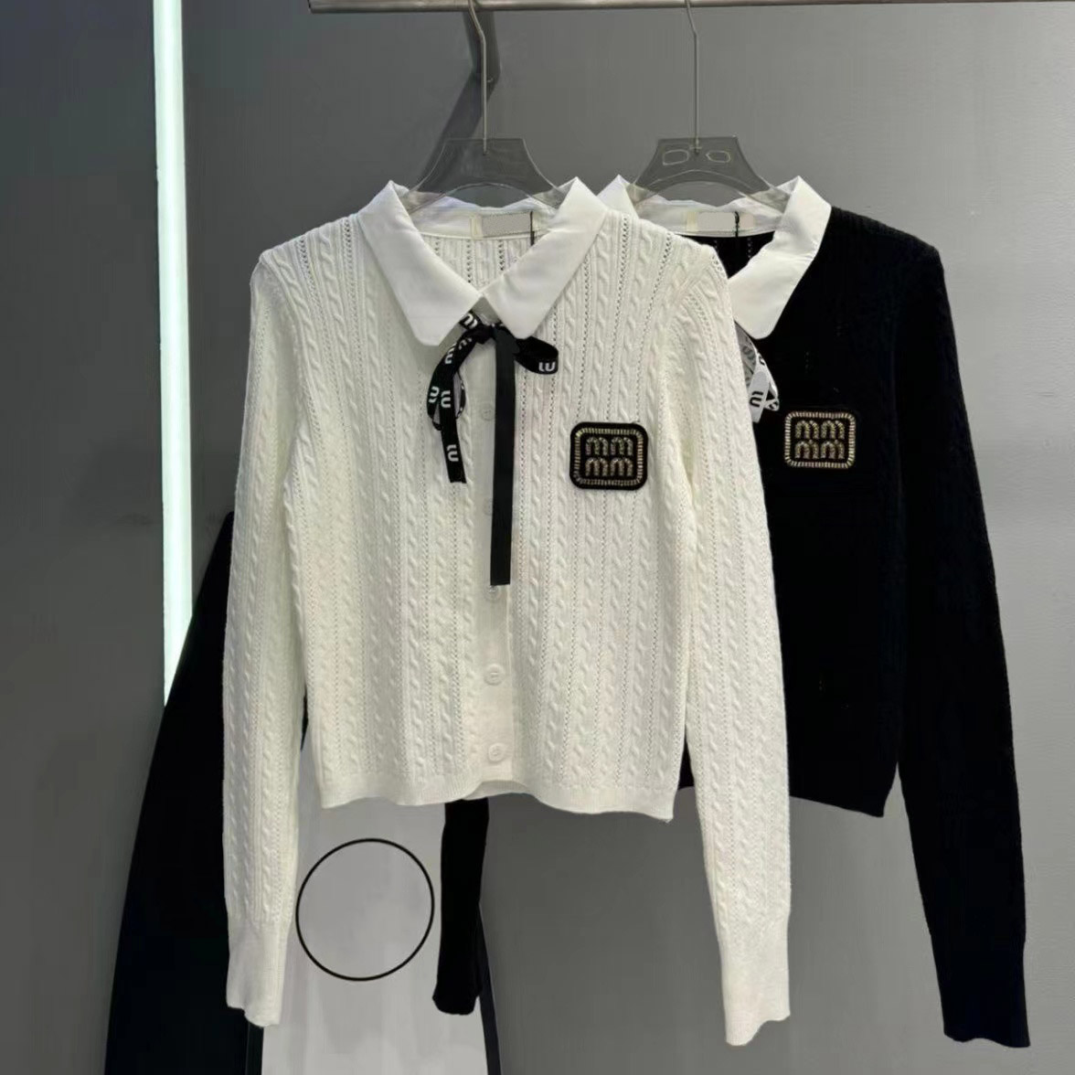 Designer polo lapel sweater women's alphabet embroidery women's crew neck sweater long sleeve knit jacket luxury fall sweater
