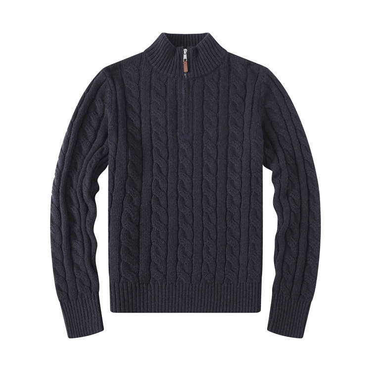 Pulls pour hommes automne laine décontracté petit Horser Pull demi-fermeture éclair Polo Cardigan veste hiver à manches longues Pull Pull à capuc