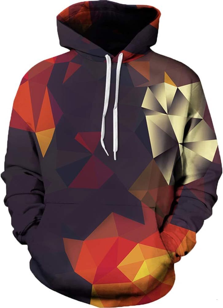 Men's hoodie Women's and men's hoodie Novelty printed 3D pattern hoodie sweatshirt with geometric hoodie sweatshirt with long slee