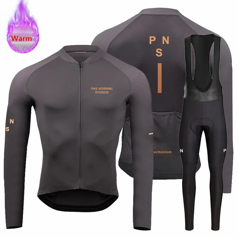 Pns Winter Thermal Fleece Set Cycling Clothes Men Jersey Suit Sport Riding Bike MTB Clothing Bib Pants Warm Ropa Ciclismo 241030