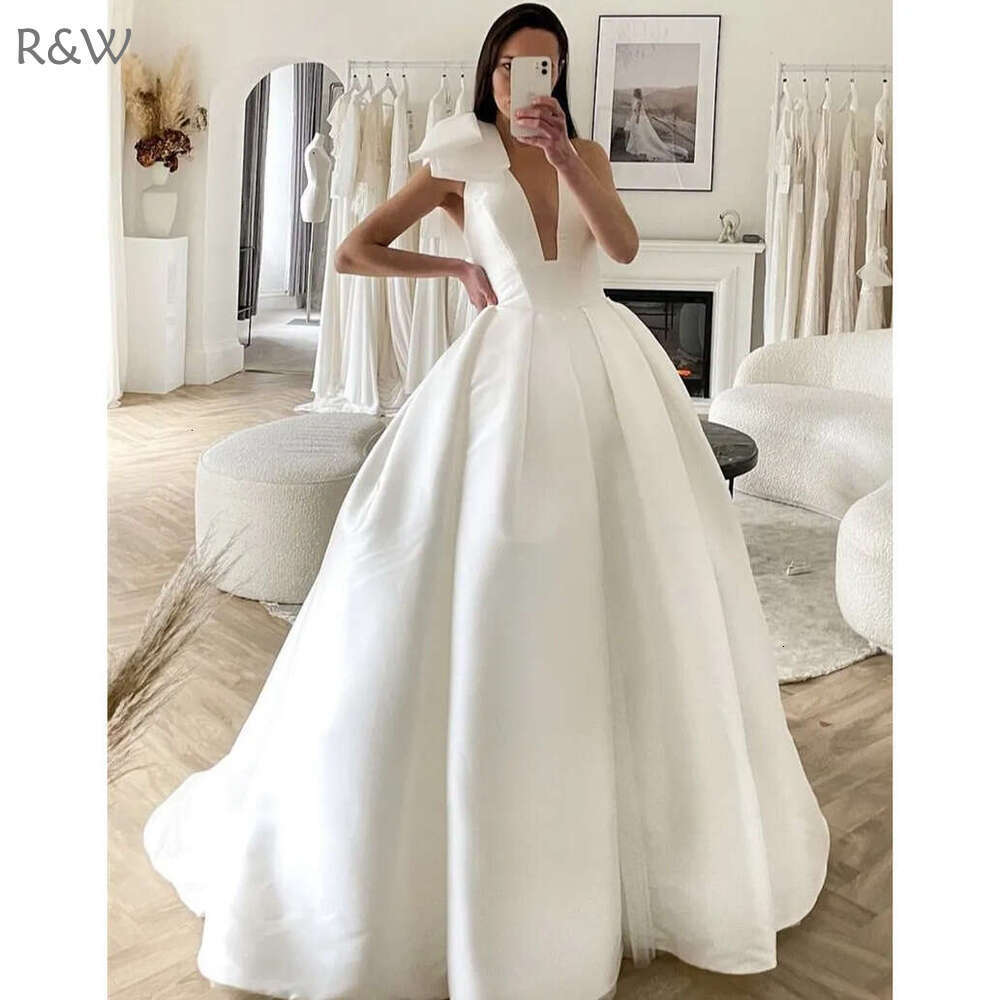 Boho Women Wedding v Neck Ral Lace Bride Réception Pantans de mariée Vestido de Noiva Robe de Mariee Custom 2024 Estido