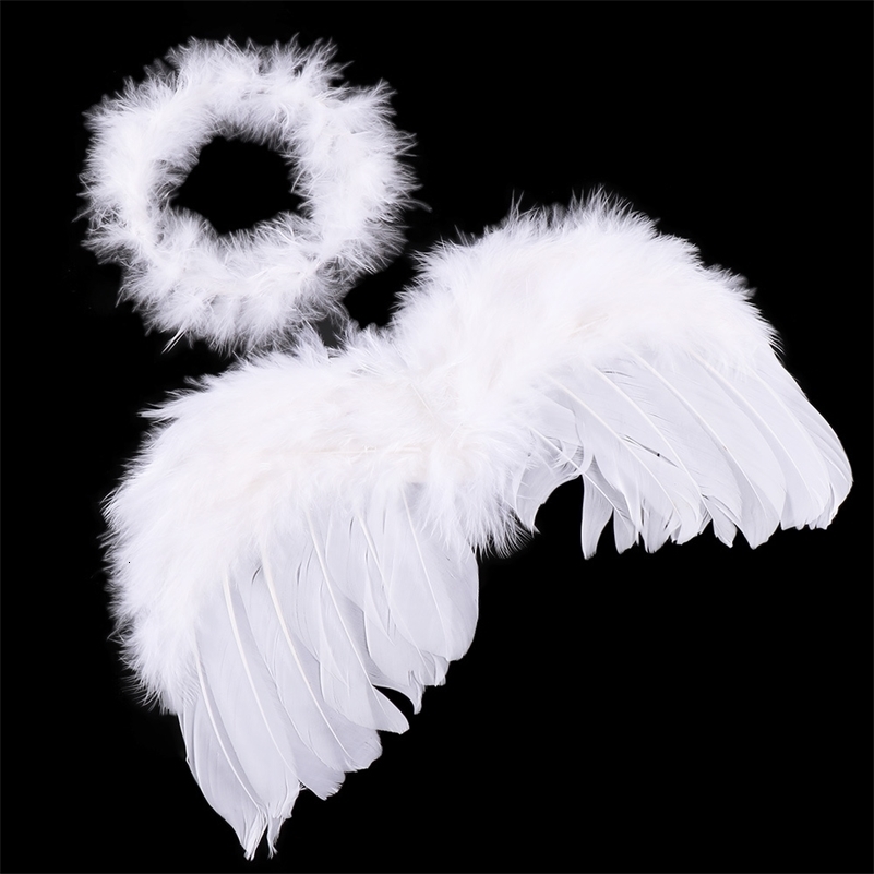 1 Set Lovely Baby Kids White Feather Angel Wings avec bandeau de bande pour le nourrisson de fête d'anniversaire norni