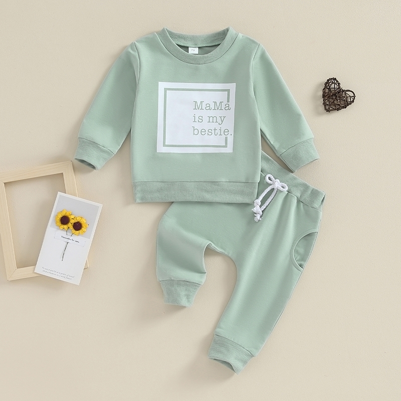Toddler Baby Girl Clothes 6 9 12 18 24 mois 2t Tenues Lettre à manches longues Sweatshirt Pantalon Pantalon Sweins Sweins Y241011