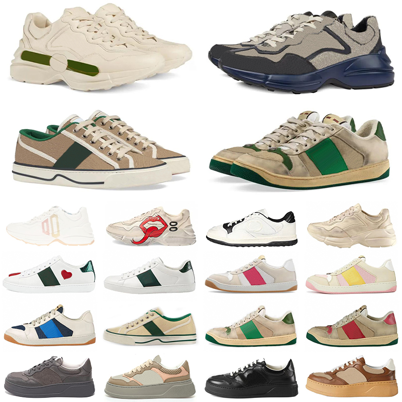 Rhyton Shoes Multicolor Sneakers Designer Men Women Trainers Tennis Sneakers Vintage Screener Casual Outdoor Shoes Platform Sneaker Shoe 35-45-image-987806329