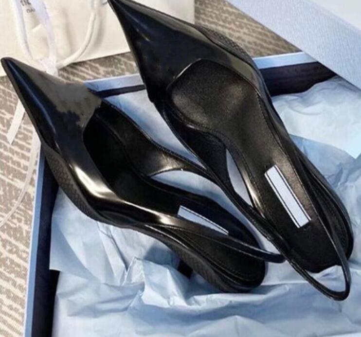 Élingueur Femmes talons de créateur Pumps Pumps en cuir noir chaussures habillées pointues sandales Slingbacks Pump talon confort