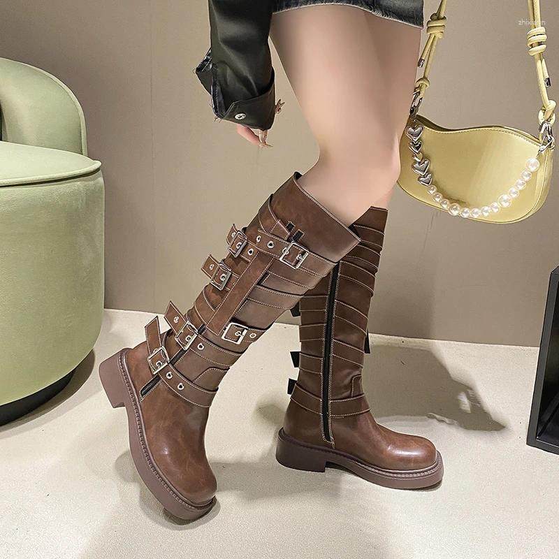 Metal Boots Fasion ig Decoration Women Female Knee 2024 Spring Autumn Knigt Ladies Soes a17d M260805
