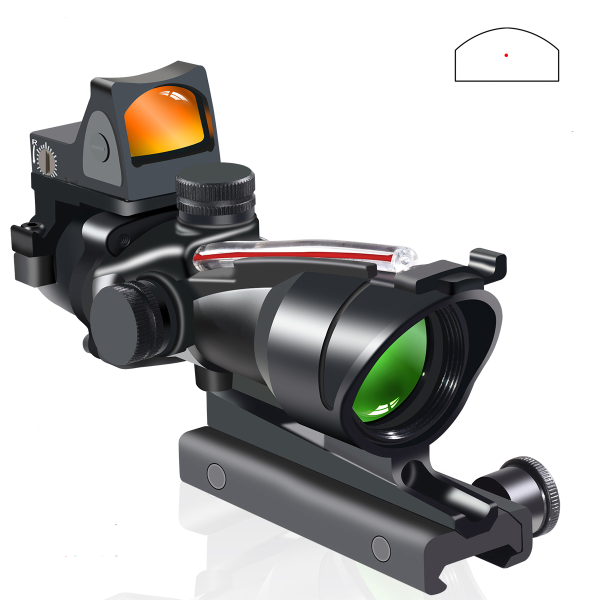 RITAC OPTICS Real Fiber Optics 4X32 With RMR Red dot sight Red or Green Fiber Illuminated Sight Chevron Crosshair Glass Etched Reticle Rifle Scop-image-396531323