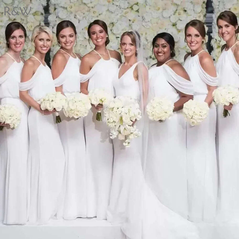 Stain Off Shoulder Mermaid Dresses Halter Wedding Party Bridesmaid Gowns 2024 Custom made Plus size