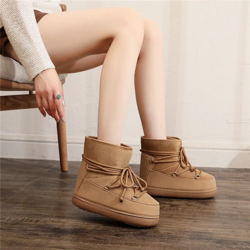 Winter Women Snow Cold-proontiskid Ankle Thicken Plush Waterproof Thick Platform Space Ski Boots Size 36-4 7e04