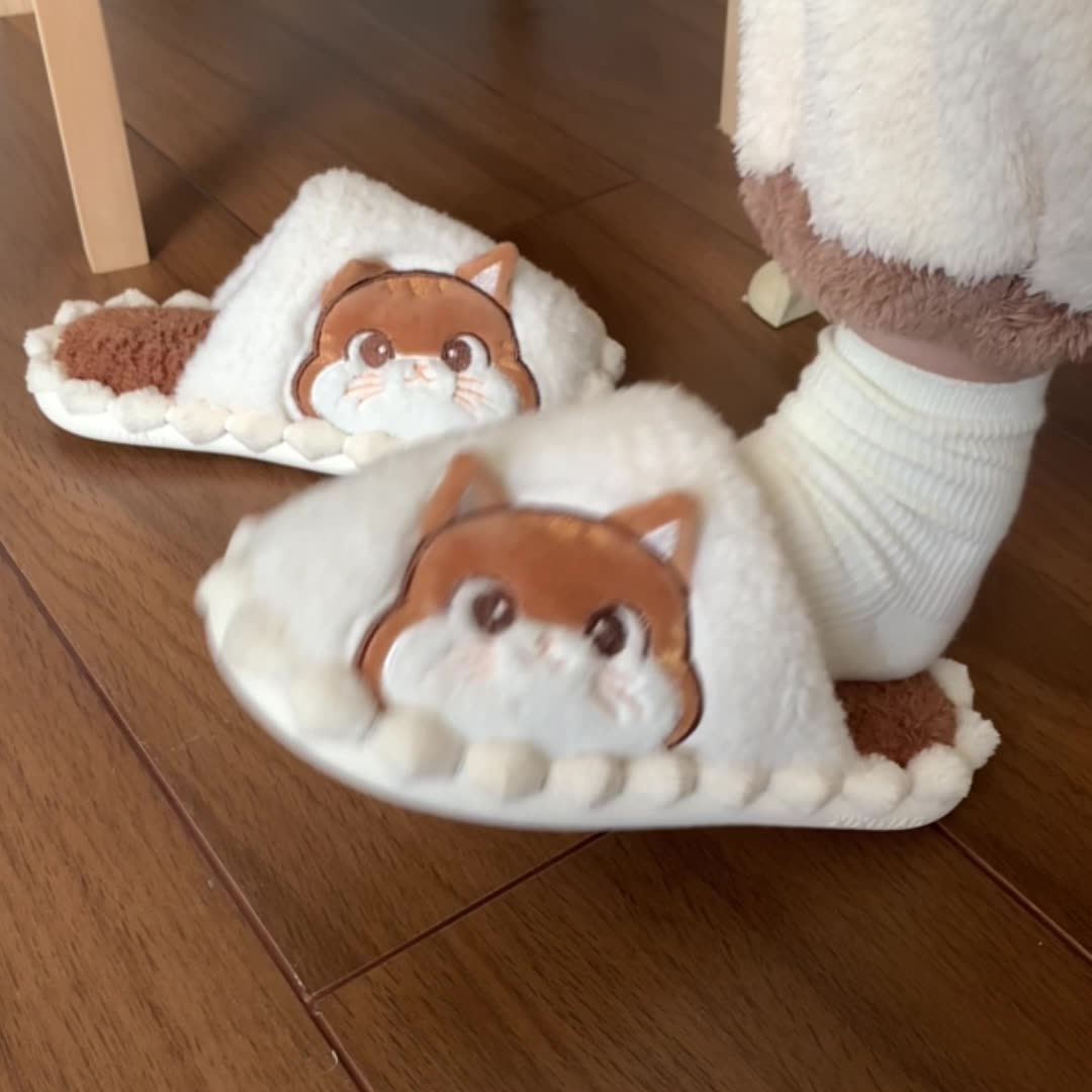 Soft chaton familial ganters de femmes femmes filles mignonnes moelleuses hivernales chauffantes en peluche d'intérieur appartements coulissure c