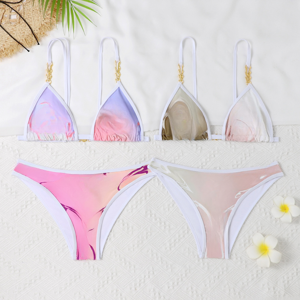Summer Beach Sexy Bikini Swimsuit Designer Bump Color Cute Two-piece Pool Set 60111 60112-image-570130591