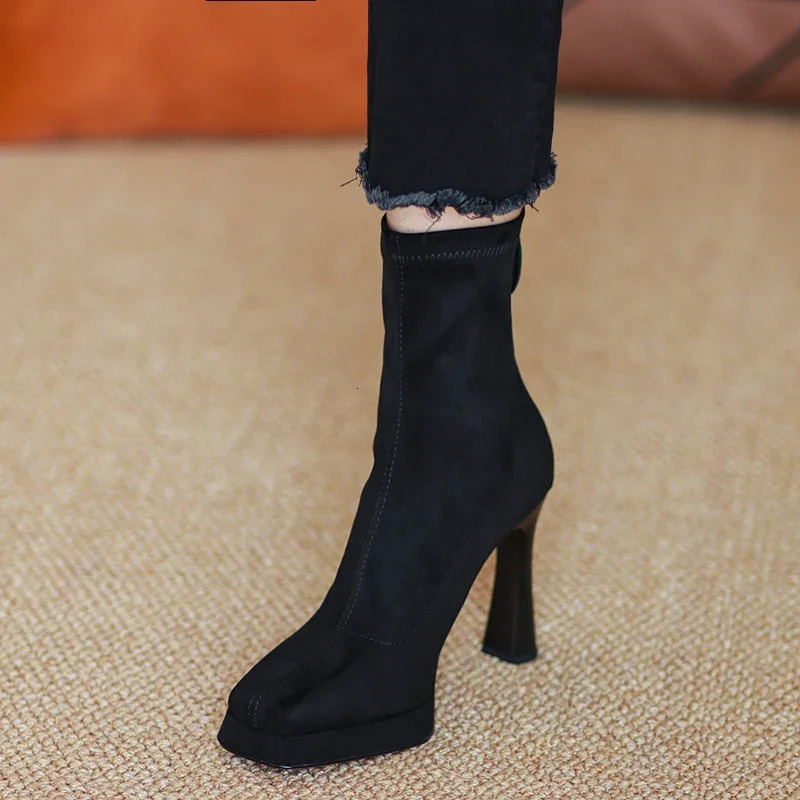 Femmes à talons hauts Botkle Fashion Zippers d'automne d'hiver orteil carré dames danse Party Prom Shoe F6bd