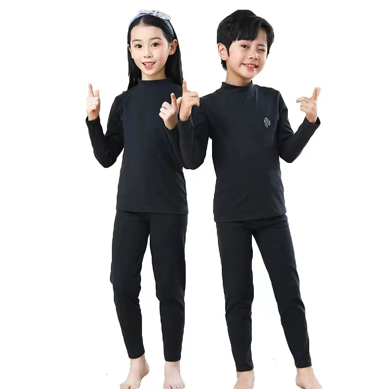 Autumn Winter Thermal Underwear Suit Girls Clothing Sets Boys Pajama Baby No Trace Warm Sleepwear Candy Colors Kids Clothes 241030