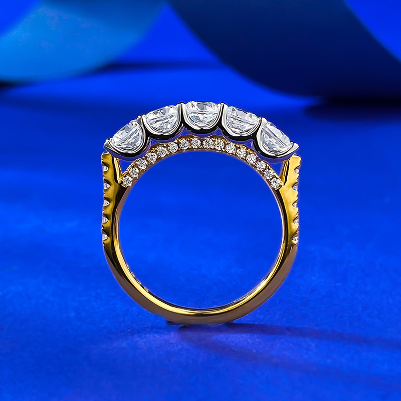 2024 Single Rows Moissanite Diamond Wedding Rings Luxury Jewelry Real 100% 925 Sterling Silver Gold Fill Simple Fashion Women Eternity Bridal Ban