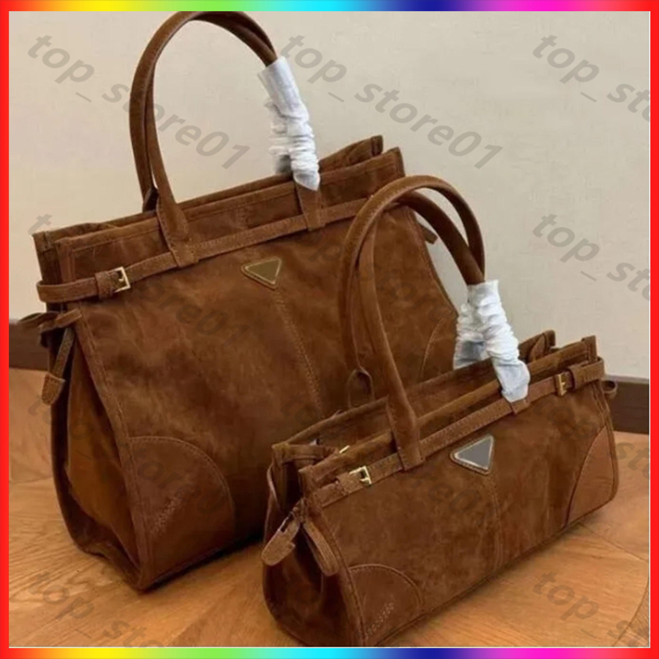 Designer Totes Bag High Quality Womens Suede Brown Shoulder Bags Soft Real Leather Luxury Handbag Casual Mens Large Capacity New Outdoor travel Tote