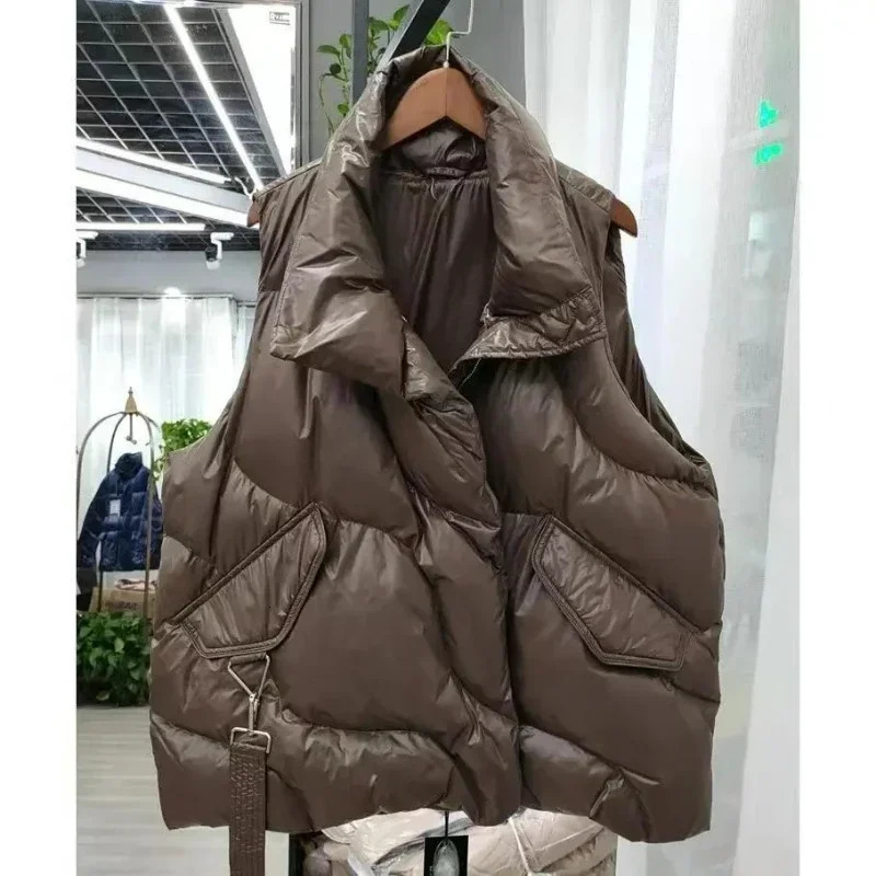 Fashion Sleeveless Waistcoat Women Cotton-Padded Parkas Puffer Vests Waistcoat Womens Down Cotton Vest Coat Autumn Winter Jacket 241031