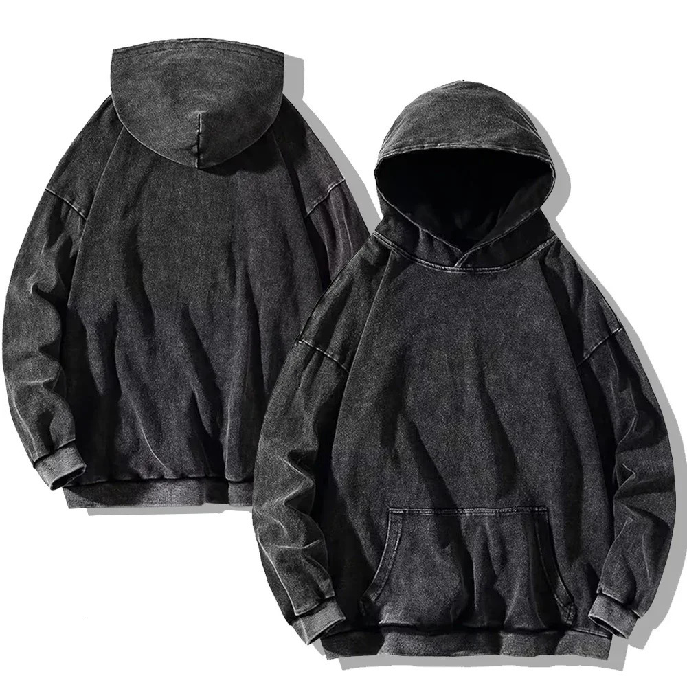 Vintage Washed Hoodies Men Women Cotton Retro Long Sleeve Harajuku Sweatshirts Fashion Loose Pullover Y2k Hip Hop Streetwear 241030
