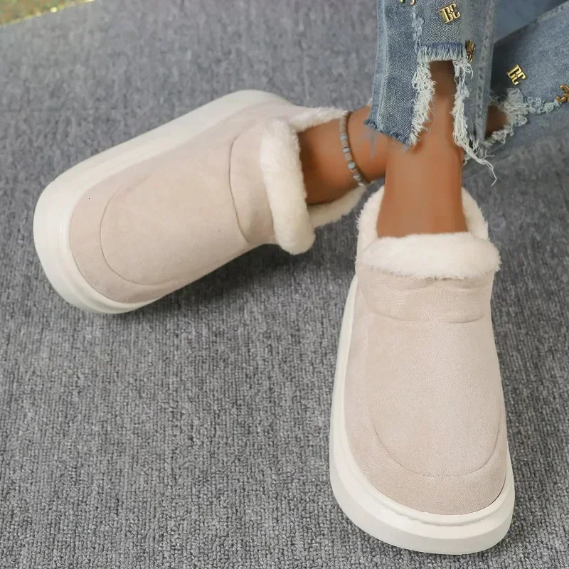 Ladies Shoes High Quality Slip-on Womens Fashion Round Toe Daily Women Plus Size Short Plush Snow Boot b9a5