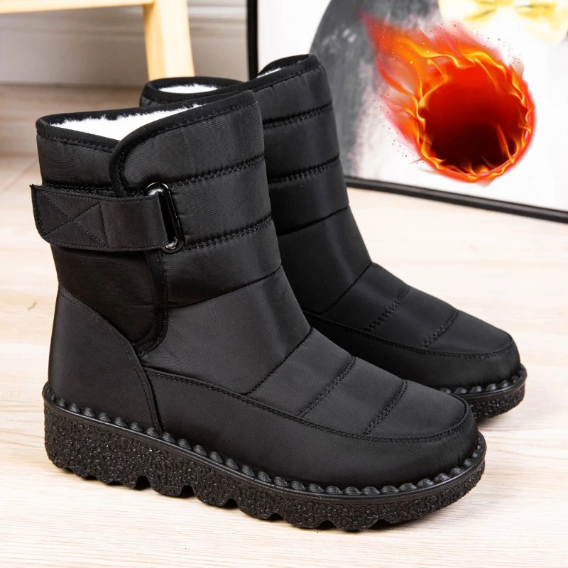 Non Slip Waterproof Winter Snow Platform for Women Warm Ankle Boots Cotton Padded Shoes Botas De Muje 36a0