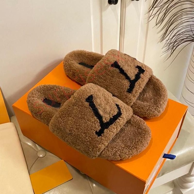 Luxurys designers fur slides sandals wool Slippers woman Winter Fluffy Furry Sandals Slippers Warm Comfortable Fuzzy Girl Flip Flop Slippers size-image-898973606