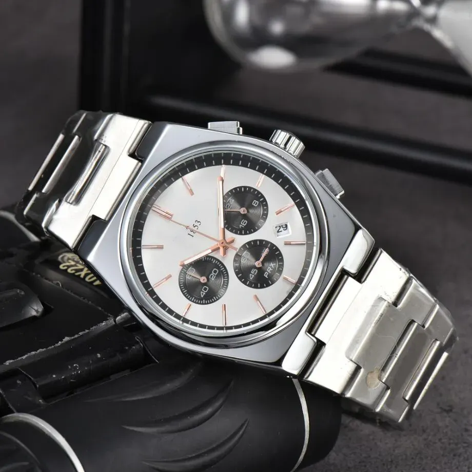 Fashion Brand WristWatches Tissoity Men's watches Top Quality Six needles quartz Watch 1853 Luxury wrist-watch Steel Strap classics PRX desi-image-898965976
