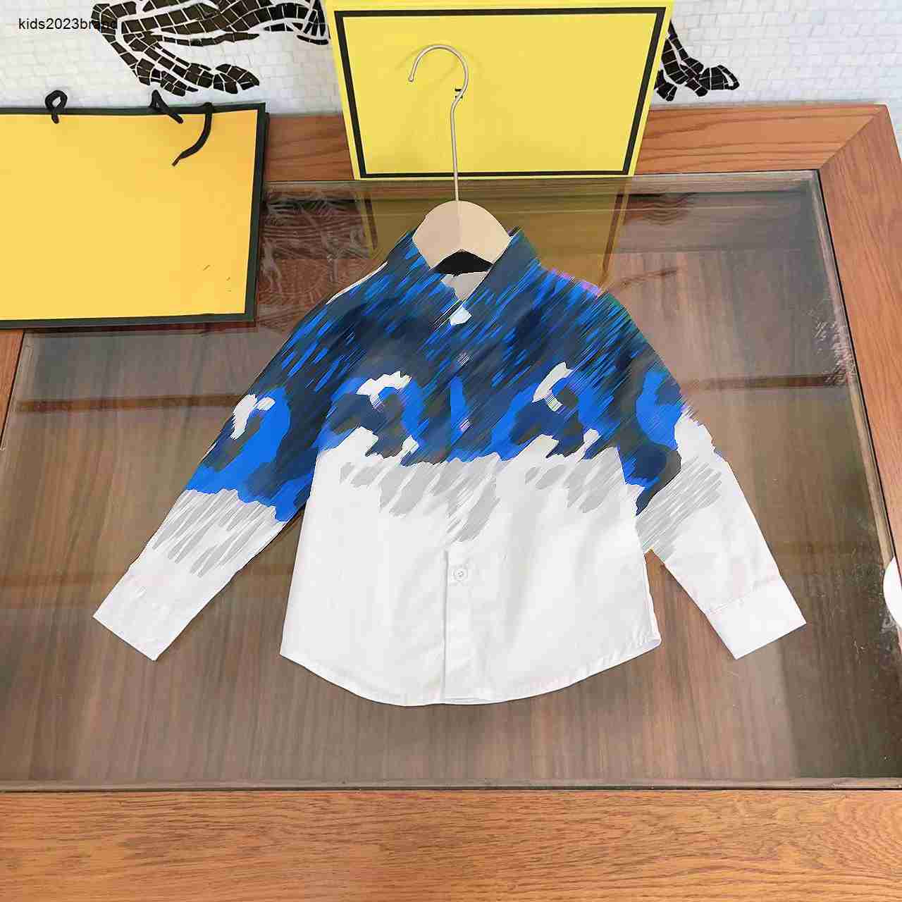 designer Baby Autumn clothing lapel Shirt fashion SIZE 110-160 CM Kids top Contrast stitching design Child Blouses Aug30-image-898867977
