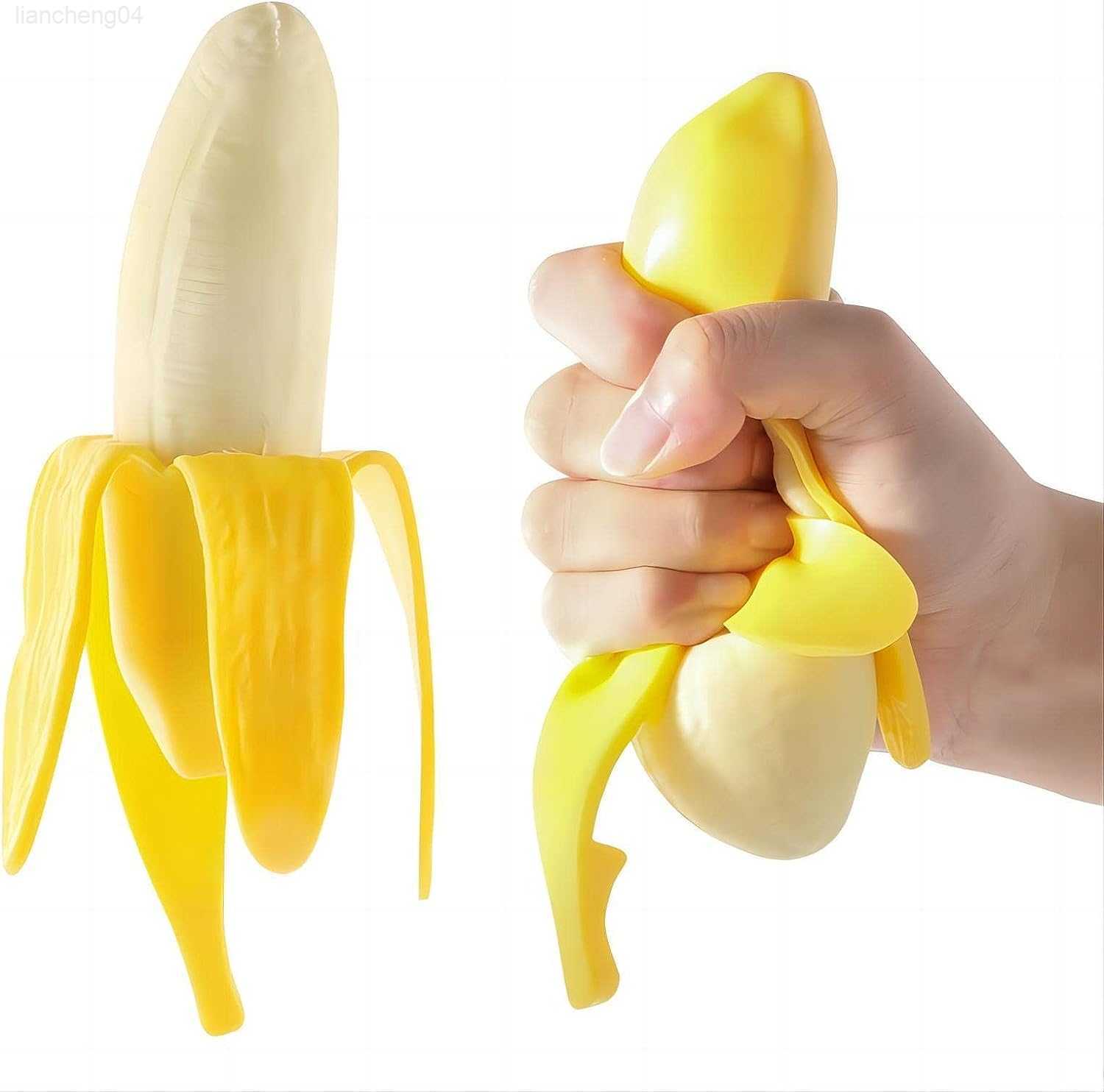 Elastic plastic sand filled rubber banana, latex banana soft stress relief doll toys, animal high elastic stretchable stress relief toys for adul-image-899583719