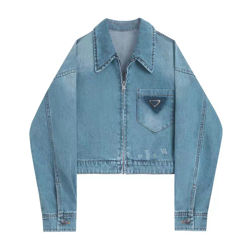 Pradee Denim Jacket Women Jackets Denim Long Sleeve Button Letter Triangle Logo Autumn Spring Padas Jacket Fashion Jeans Coat Classic Windbreaker Co