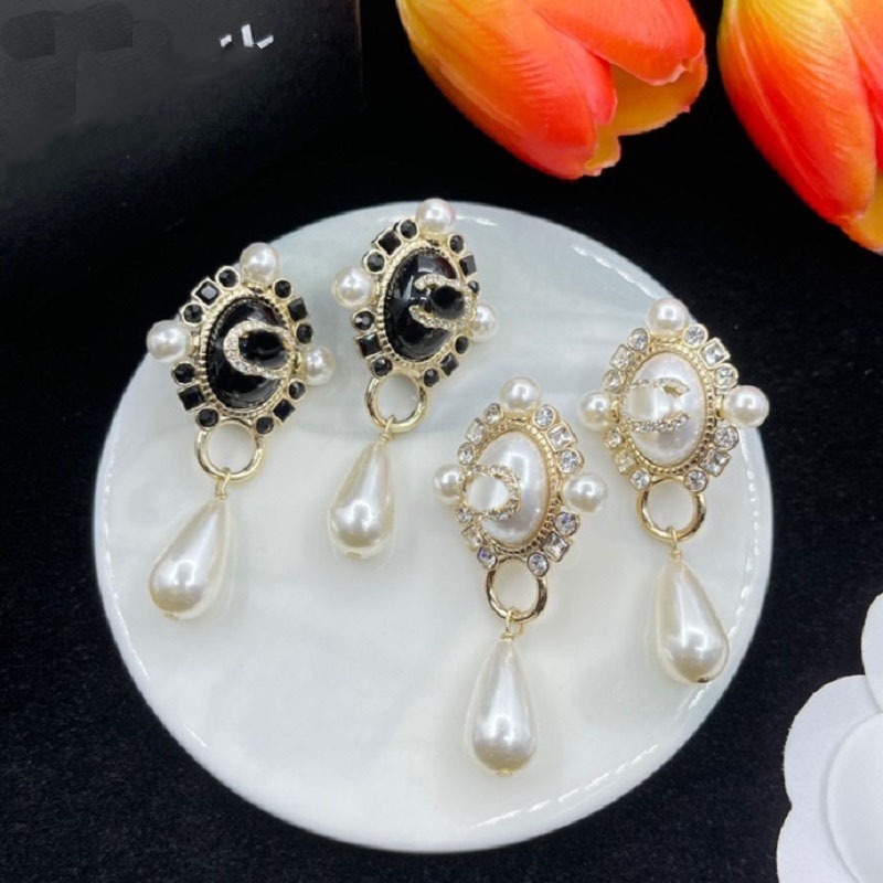 Plaqué 925 Argent Marque De Luxe Designers Lettres Stud Géométrique Célèbre Femmes Ronde Cristal Strass Boucle D'oreille Mariage Perty Bijoux Cir