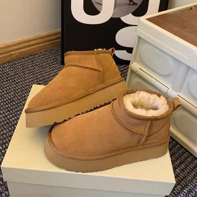 2023 Australia designer Boots Classic ultra mini platform boots booties Tazz Suede Shearling platform Slippers women Platform Boot black chestnut Antelope brown