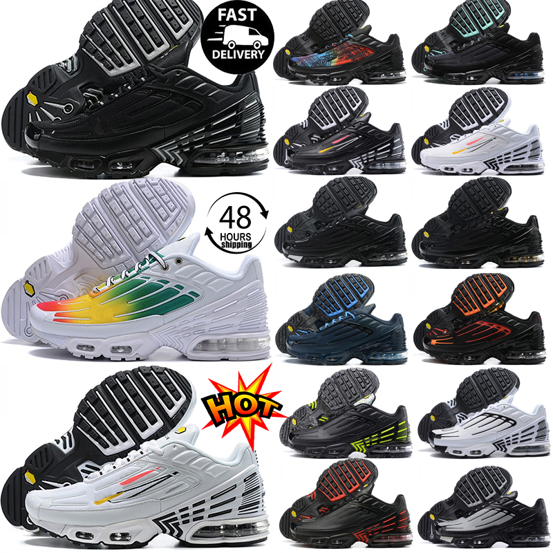 tn plus 3 men running shoes Leather Black Laser Blue Triple White Radiant Crimson Red Blood Orange Graphic Crater Marina Volt mens trainers sports s